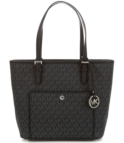 michael kors black jet set logo tote|michael kors airplane bag.